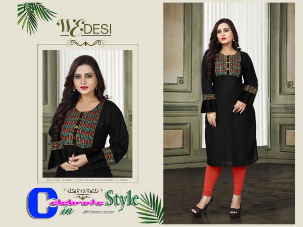 Aagya We Desi 4 Rayon Embroidery Fancy Kurti